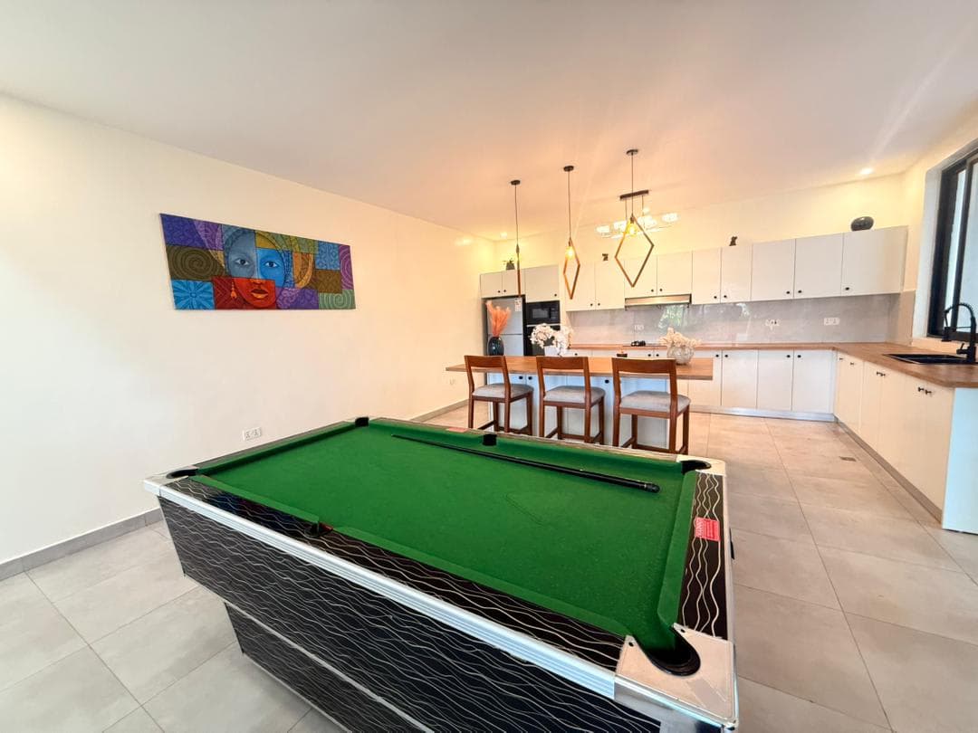 Games room with pool table and kitchen bar